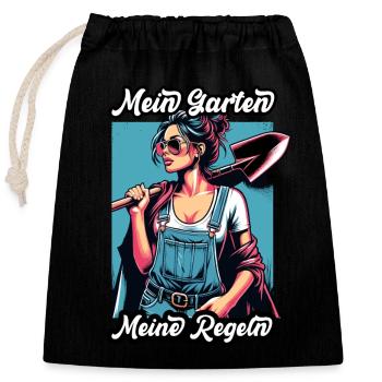 Garten Geschenk Gärtnerin Geburtstag Geschenk - Verschließbarer Geschenkbeutel aus Baumwolle (25x30cm) - Schwarz - Vorne