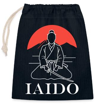 iaido - Verschließbarer Geschenkbeutel aus Baumwolle (25x30cm) - Navy - Vorne
