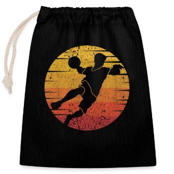 Jeu d’équipe rétro Prisonball Joueur de ballon chasseur - Sac cadeau en coton avec cordon (25 x 30 cm) - noir - Devant