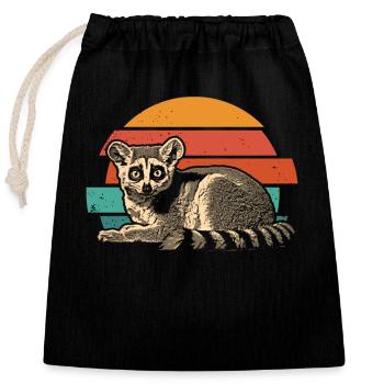 Lémurien Madagascar - Sac cadeau en coton avec cordon (25 x 30 cm) - noir - Devant