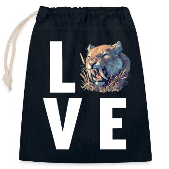 Saber-Toothed Tiger Sabertooth Tiger - Closable cotton gift bag (25x30cm) - navy - Front