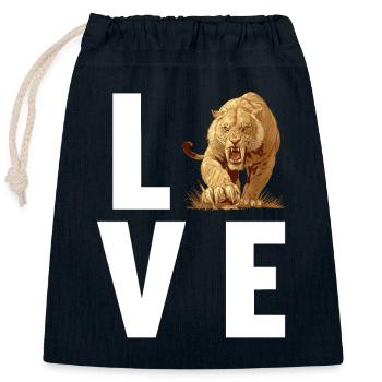 Saber-Toothed Tiger Sabertooth Tiger - Closable cotton gift bag (25x30cm) - navy - Front