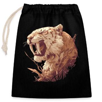 Saber-Toothed Tiger Sabertooth Tiger - Closable cotton gift bag (25x30cm) - black - Front