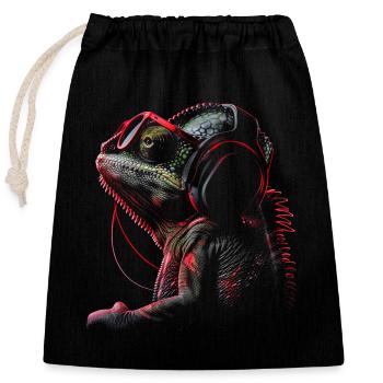 Chameleon Animal Animal Lover Headphones Reptiles - Closable cotton gift bag (25x30cm) - black - Front