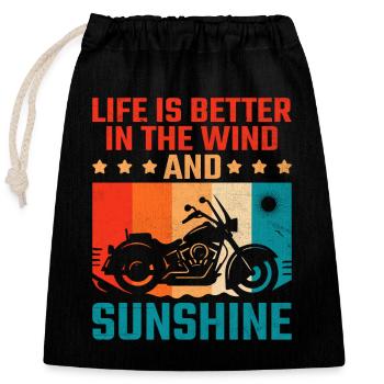 La vie est meilleure dans le vent et le soleil à moto - Sac cadeau en coton avec cordon (25 x 30 cm) - noir - Devant