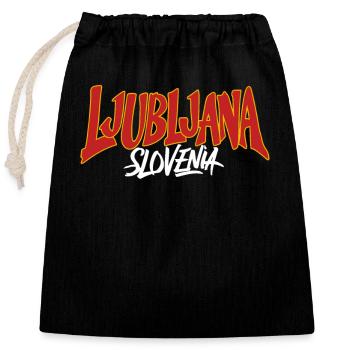 Souvenir de Ljubljana Slovénie - Sac cadeau en coton avec cordon (25 x 30 cm) - noir - Devant