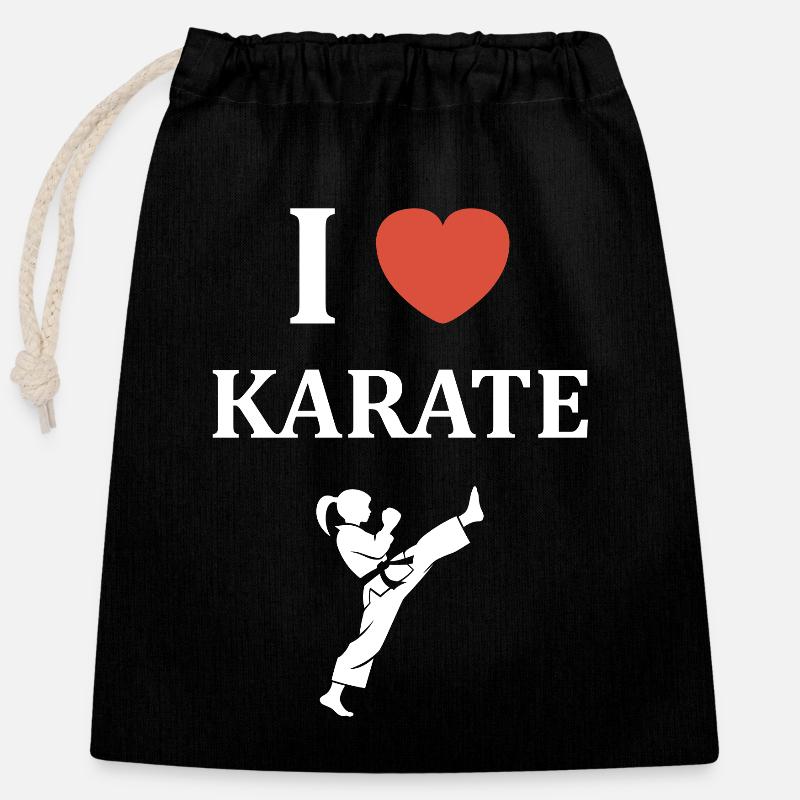 Karate - Verschließbarer Geschenkbeutel aus Baumwolle (25x30cm) - Schwarz