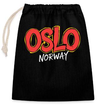Oslo, Norvège, souvenir - Sac cadeau en coton avec cordon (25 x 30 cm) - noir - Devant