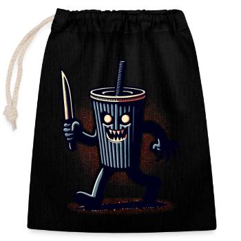 Scary Psycho Drinking Cup Drinks - Closable cotton gift bag (25x30cm) - black - Front