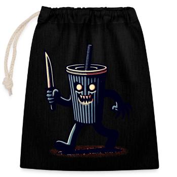 Unheimlicher Psycho Trinkbecher Getränke - Verschließbarer Geschenkbeutel aus Baumwolle (25x30cm) - Schwarz - Vorne