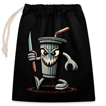 Scary Psycho Drinking Cup Drinks - Closable cotton gift bag (25x30cm) - black - Front