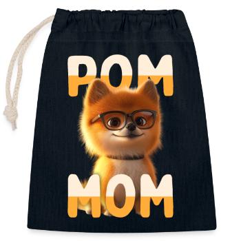 Pom Mom Pomeranian Mommy Spitz Mom Mother's Day Mom - Closable cotton gift bag (25x30cm) - navy - Front