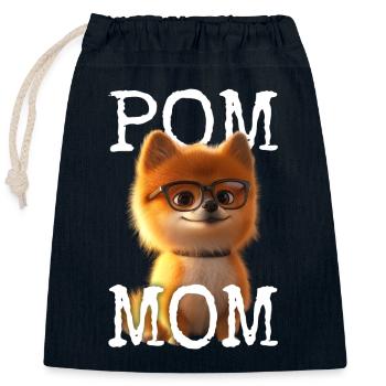 Pom Mom Pomeranian Mommy Spitz Mom Mother's Day Mom - Closable cotton gift bag (25x30cm) - navy - Front