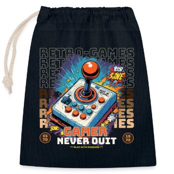 Retro Gamer Joystick / Controller Konsolenspiele - Verschließbarer Geschenkbeutel aus Baumwolle (25x30cm) - Navy - Vorne