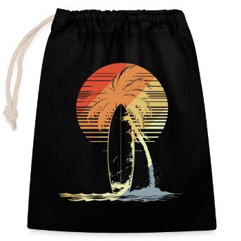Planche de surf Vintage - Sac cadeau en coton avec cordon (25 x 30 cm) - noir - Devant