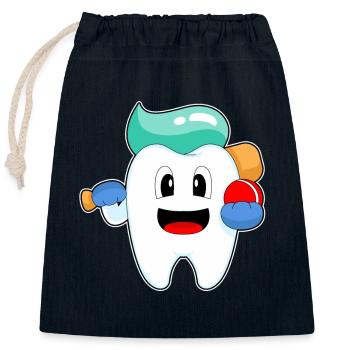 Tooth Cricket Cricket Bat - Sac cadeau en coton avec cordon (25 x 30 cm) - bleu marine - Devant