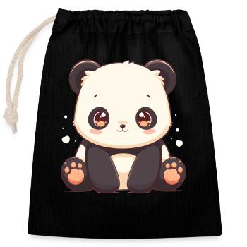 Panda géant Pandas Große Pandas Großer Panda - Sac cadeau en coton avec cordon (25 x 30 cm) - noir - Devant