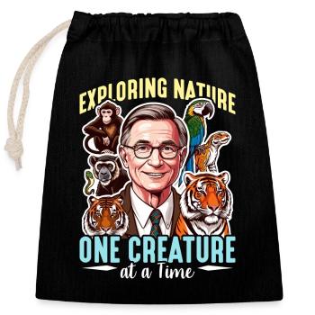 Zoologiste Explorer la nature Une créature Gardien de zoo - Sac cadeau en coton avec cordon (25 x 30 cm) - noir - Devant
