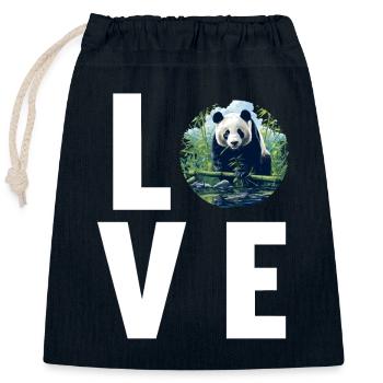 Panda géant Pandas Große Pandas Großer Panda - Sac cadeau en coton avec cordon (25 x 30 cm) - bleu marine - Devant