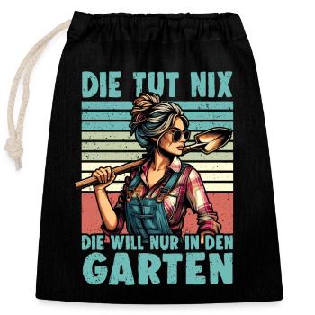 Garten Geschenk Gärtnerin Geburtstag Geschenk - Verschließbarer Geschenkbeutel aus Baumwolle (25x30cm) - Schwarz - Vorne