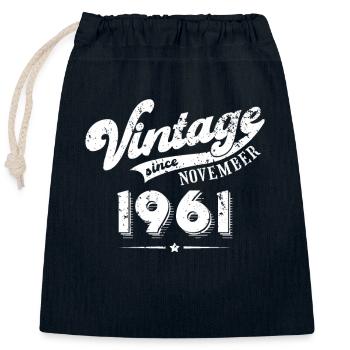 Vintage since November 1961 Birthday Gift - Closable cotton gift bag (25x30cm) - navy - Front