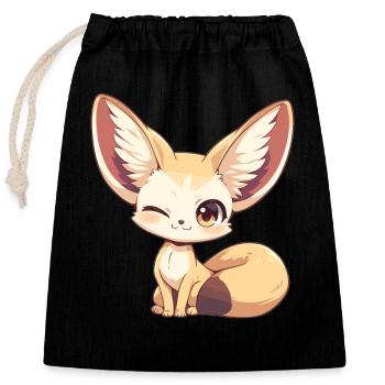 Fennec Fox Fenneks Fennek - Closable cotton gift bag (25x30cm) - black - Front