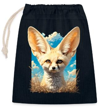 Fennec Fox Fenneks Fennek - Closable cotton gift bag (25x30cm) - navy - Front