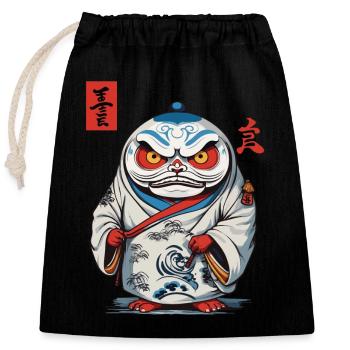 Japanese Daruma Aesthetic Yokai Vintage - Closable cotton gift bag (25x30cm) - black - Front