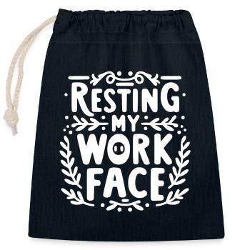 Reposer mon visage de travail - Sac cadeau en coton avec cordon (25 x 30 cm) - bleu marine - Devant