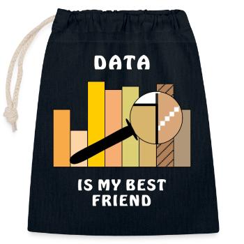 DATA IS MY BEST FRIEND - Verschließbarer Geschenkbeutel aus Baumwolle (25x30cm) - Navy - Vorne