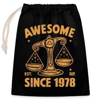 Génial depuis 1978 Anniversaire de la Balance - Sac cadeau en coton avec cordon (25 x 30 cm) - noir - Devant