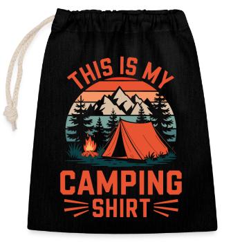 C’est ma chemise de camping Campen - Sac cadeau en coton avec cordon (25 x 30 cm) - noir - Devant