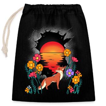 Natur Fuchs Füchse Märchen Märchenfigur Kinder - Verschließbarer Geschenkbeutel aus Baumwolle (25x30cm) - Schwarz - Vorne