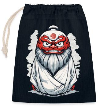 Japanese Daruma Aesthetic Yokai Vintage - Closable cotton gift bag (25x30cm) - navy - Front