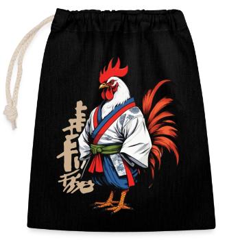 Rooster Yokai Vaporwave Aesthetic Samurai Art - Closable cotton gift bag (25x30cm) - black - Front