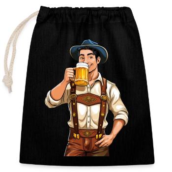 MAN BEER MUG - Closable cotton gift bag (25x30cm) - black - Front