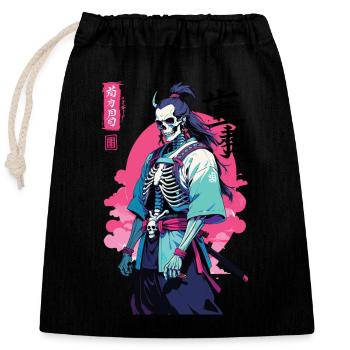 Oni Skeleton Samurai Vaporwave Esthétique - Sac cadeau en coton avec cordon (25 x 30 cm) - noir - Devant