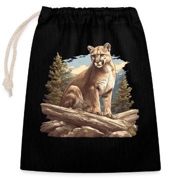 Cougar Mountain Lion Mountain Lion - Sac cadeau en coton avec cordon (25 x 30 cm) - noir - Devant