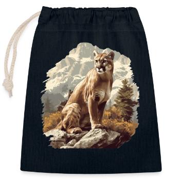 Cougar Mountain Lion Mountain Lion - Sac cadeau en coton avec cordon (25 x 30 cm) - bleu marine - Devant