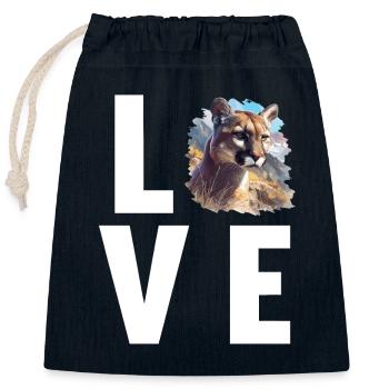 Cougar Mountain Lion Mountain Lion - Sac cadeau en coton avec cordon (25 x 30 cm) - bleu marine - Devant