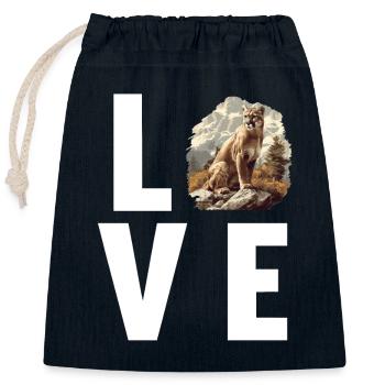 Cougar Mountain Lion Mountain Lion - Sac cadeau en coton avec cordon (25 x 30 cm) - bleu marine - Devant