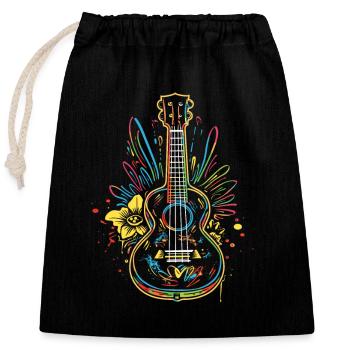 Ukulele Line Art - Closable cotton gift bag (25x30cm) - black - Front