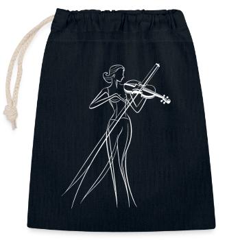 Croquis de violoniste - Sac cadeau en coton avec cordon (25 x 30 cm) - bleu marine - Devant