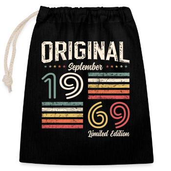 55. Geburtstag Vintage September 1969 Jahrgang 69 - Verschließbarer Geschenkbeutel aus Baumwolle (25x30cm) - Schwarz - Vorne