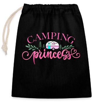 Camping Princess Pink Camper Adventure Camping - Closable cotton gift bag (25x30cm) - black - Front