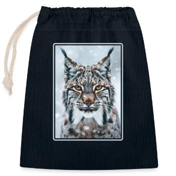 Lynx Luchse Luchs - Sac cadeau en coton avec cordon (25 x 30 cm) - bleu marine - Devant
