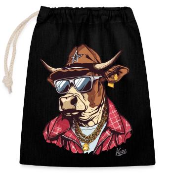 Super Cooler Ranger Cowboy Stier - Verschließbarer Geschenkbeutel aus Baumwolle (25x30cm) - Schwarz - Vorne