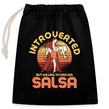 Introverted But Willing To Discuss Salsa Latin Mus - Verschließbarer Geschenkbeutel aus Baumwolle (25x30cm) - Schwarz - Vorne