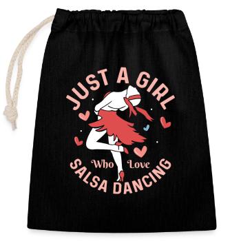 Juste une fille qui aime la salsa danser Salsa Danse Lat - Sac cadeau en coton avec cordon (25 x 30 cm) - noir - Devant