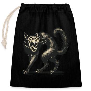 Terrible Witch Cat Scary Horror Cat - Closable cotton gift bag (25x30cm) - black - Front